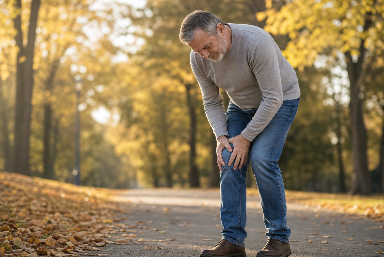 Person fasst sich an das schmerzende Knie